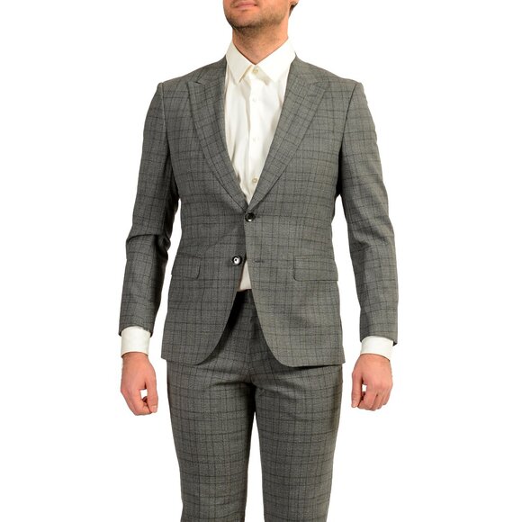 Hugo Boss Men's "Helward5/Genius5 WE" Slim Fit Plaid Wool Suit US 36S IT 46S - Picture 1 of 12